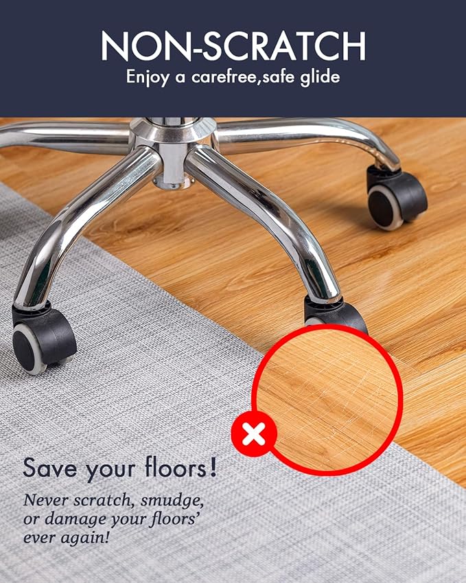 Office Chair Mat for Hardwood Floor Under Desk Computer Rolling Chair Mat for Wood/Tile Floor Non-Slip Heavy Duty Desk Rug PVC Plastic Hard Floor Protector 36" x 48" (Mist)