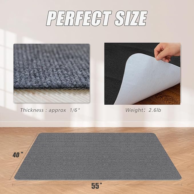 Sycoodeal Office Chair Mat for Hardwood Floor,Office Computer Gaming Chair Mat for Tile Floor,Large Floor Protector Rug,Anti-Slip,Easy to Clean,Grey(40"x55")