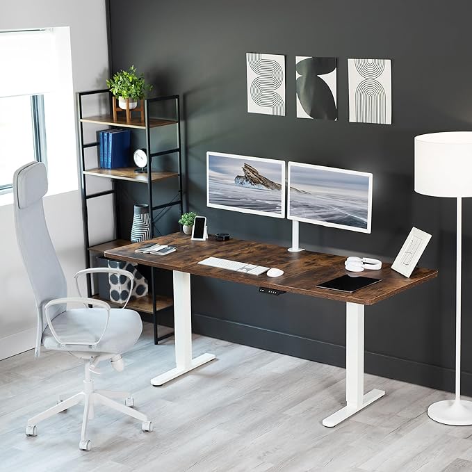 VIVO Electric Dual Motor Standing Desk Frame for 41 to 82 inch Table Tops, Frame Only, Ergonomic Standing Height Adjustable Base with Push Button Memory Controller, White, DESK-V122EW