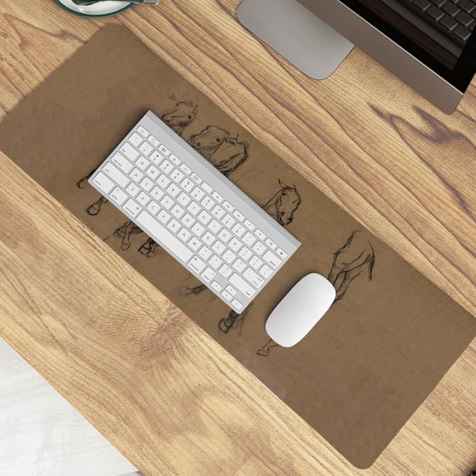 Vintage Western Mouse Pad,Retro Horse Desk Mat for Laptop,XL Large Vintage Mid Century Grey Abstract Art Mouse Pad for Home Decor Office Dorm, Horse Decor for Desktop 31.5x11.8 Inch