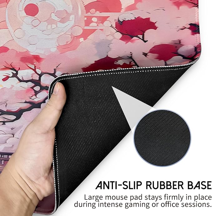 Japanese Large Gaming Mouse Pad 31.5 x 11.8 in Computer Mouse Pad Anime Gaming Mousepad, Expanded Architecture Cute Desk Pad with Nop-Slip Suitable for Home Office