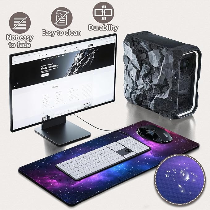 Mouse Pad Gaming - Desk Mat for Keyboard and Mouse - Galaxy Space Large Mouse Pad for Desk, Mousepad (31.5" x 11.8") with Non-Slip Base, Desks Pad Mat for Gaming, Office and Home