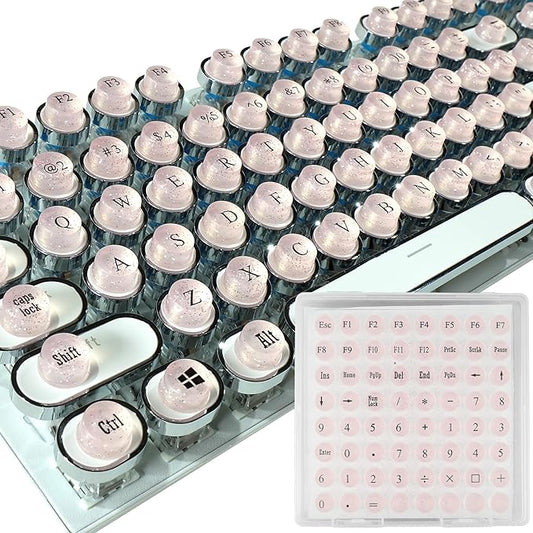 Full Keyboard Keys Riser for Long Nails Typing and Gaming, 128 Pcs Self-Adhesive Symbolic and Alphanumeric Silicone Keys for Keyboards and Laptop (Pink-Cylinder)