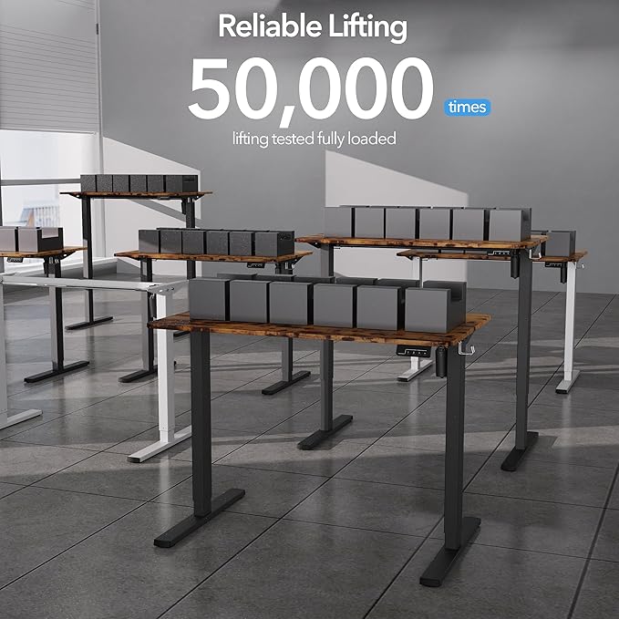 Electric Standing Desk Adjustable Height, 40x24 Inches Sit Stand up Desktop for Home Office, Ergonomic Rising Computer Table with Memory Preset,Rustic Brown