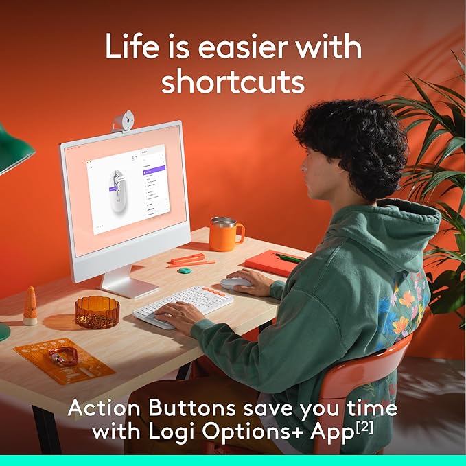 Logitech POP Mouse, Compact and Portable Wireless Bluetooth Mouse with Programmable Buttons and Quiet Clicks, Easy-Switch Between up to 3 Devices, Laptop, Tablet, PC - Off-White