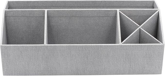 Bigso Elisa Desktop Organizer | Durable Office Desk Organizer for Office Supplies and Accessories | Desk Organizer with 7 Compartments for Customizable Organization | 13.1”x4.9”x4.9” | Ash