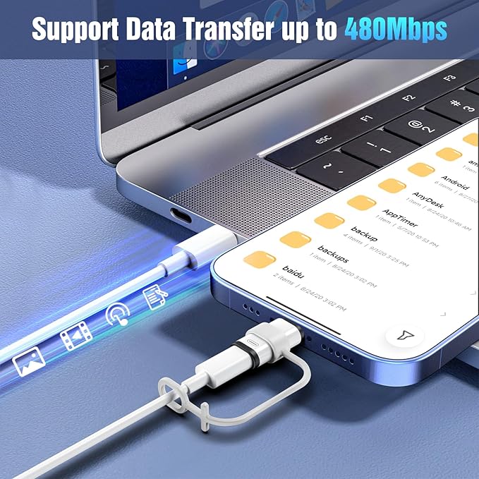 TiMOVO for Lightning to USB C Adapter, 2 Pack USB C Male to Lighting Female Adaptrer with 36W Fast Charging & Data Sync for iPhone 15/16 Pro/Pro Max/Plus, Galaxy S24/23, iPad, NOT for Audio/OTG, White