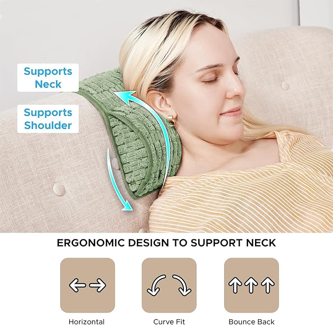 WdFour Headrest Pillow,Memory Pillow,Neck Pillow,Support Cushions for Back or Foot for Sofas, Recliners, Office Chairs, Massage Chairs.(Green, 13" Wx2.7 D)