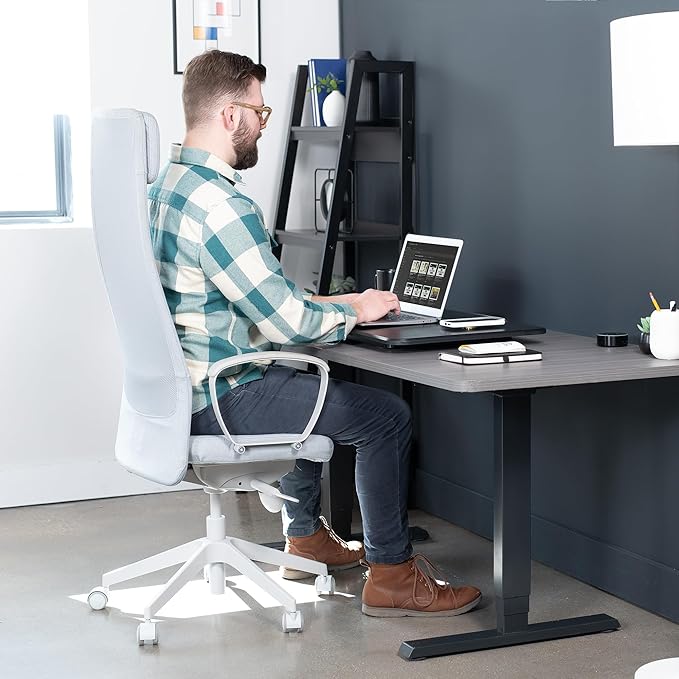 VIVO Ultra-Slim 32 Inch Single Top Height Adjustable Standing Desk Riser, Compact Sit Stand Desktop Converter for Monitor or Laptop, Black, DESK-V032J