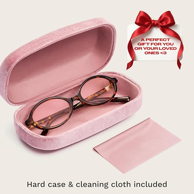 livho Blue Light Glasses for Women – Y2K Aesthetic Frame with Blush Pink Case, 90s Vibe for Screen Time Blue Light Blocking