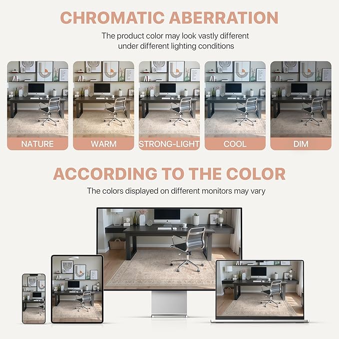 36"x48" Office Chair Mat for Hardwood Tile Floor, Under Desk Carpet Protector for Rolling Computer Chair Mat, Machine Washable Area Rug, Anti-Slip 1/5" Thick Low Pile Thin Vinyl Floor Mat, Light Pink