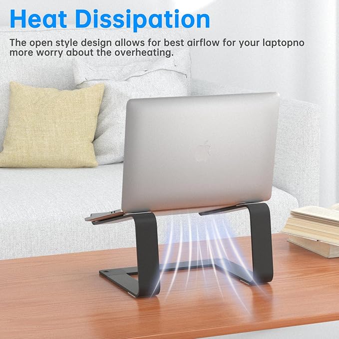 Laptop Stand for Desk Detachable Aluminum Computer Riser Portable Metal Notebook Printer Stand Holder Compatible with MacBook Air, Pro, Dell, HP, Lenovo and All 10-16" Laptops, Black