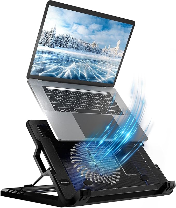HyperGear Laptop Cooling Pad for 10-16 Inch Laptop Cooler, Adjustable Gaming Computer Cooling Pad, Built-in Computer Fan USB Powered for MacBook Pro Air & More for Gaming, Collapsible for Traveling