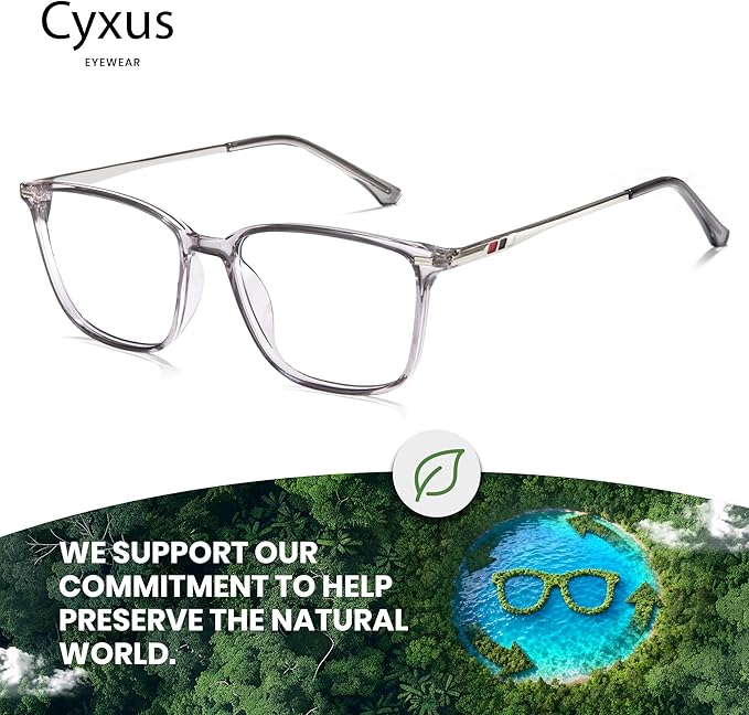 Cyxus Blue Light Blocking Glasses for Men and Women, Ultra Lightweight TR90 Metal Frame Computer Glasses for Gaming, Office, Reading, Digital Screen Protection 8208T43