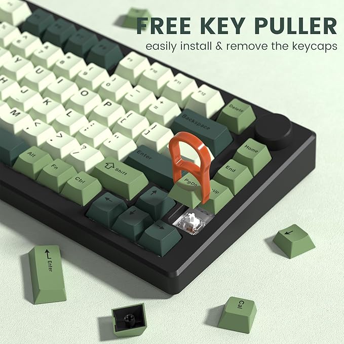 dagaladoo Double Shot PBT keycaps, Cherry Profile Keyboard Key caps, Matcha Green Custom keycaps 75 Percent 138-key Set for 60% 65% 75% 100% Cherry Gateron MX Mechanical Keyboard