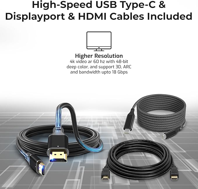 Dell WD19 130W Docking Station Bundle with 130W Power Adapter + HDMI Cable + DisplayPort Cable + USB-C Cable + Microfiber Cloth Included