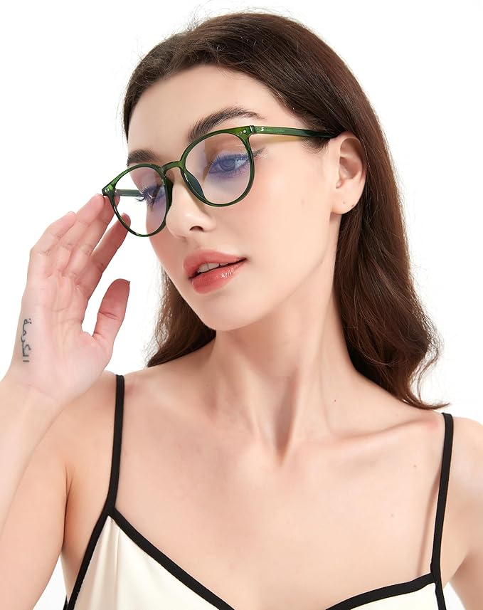 Blue Light Blocking Glasses for Women and Men, Round Frame Computer Gaming Anti Eyestrain & UV Glare RF6213 (Clear)