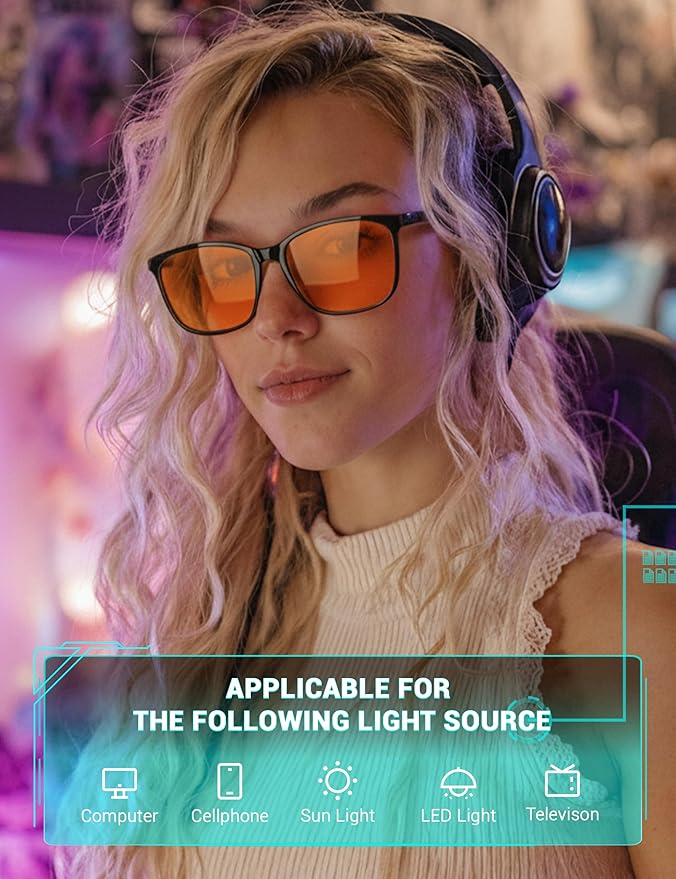 TIJN Sleep Glasses for 99.9% TR90 Blue Green Light Blocking Dual AR Coatings Red Lens for Computer Gaming Reduce Eyestrain, Multi Color