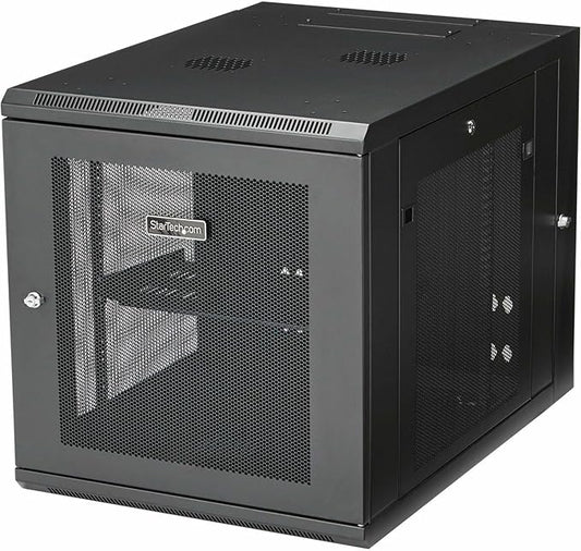 StarTech 4-Post 12U Wall Mount Network Cabinet w/ 1U Shelf, 19" Wall-Mounted Server Rack Kit for IT / Data Computer Equipment, Ships Fully Assembled