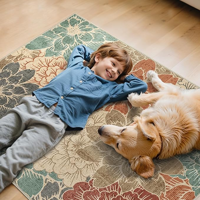 48"x60" Office Chair Mat for Hardwood Tile Floor, Under Desk Carpet Protector for Rolling Computer Chair Mat, Machine Washable Area Rug, Anti-Slip 1/5" Thick Low Pile Thin Vinyl Floor Mat, Terracotta