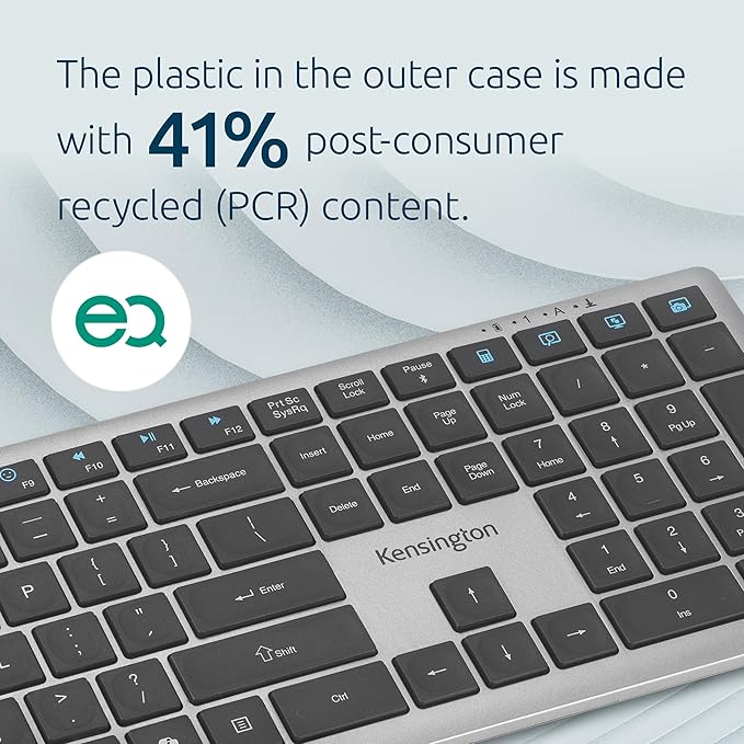 Kensington KB535 Wireless Keyboard, Bluetooth & 2.4GHz Connection, Full-Size Layout, Quiet Scissor-Switch Keys, Programmable, Copilot Hotkey, Compatible with Windows, Black (K75408NA)