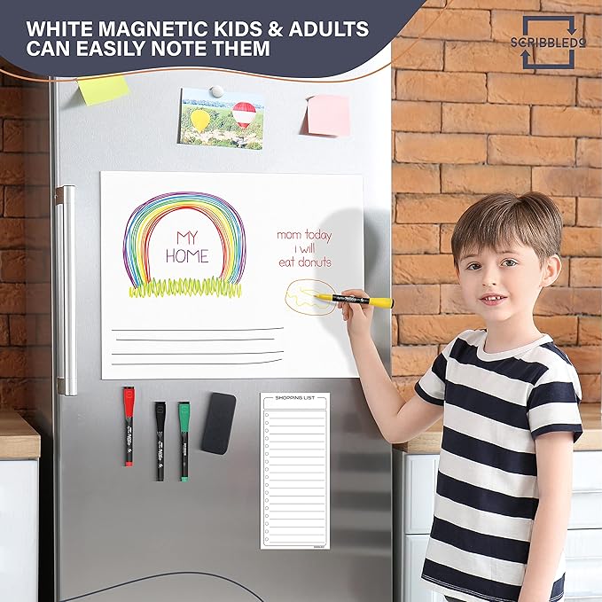 Weekly Meal Planner Dry Erase 13"X17” Magnetic Diet Planner for Fridge Whiteboard Menu Planner Shopping Grocery List Refrigerator White Board Dry Erase Magnet Monthly Menu Board for Kitchen 6 Markers