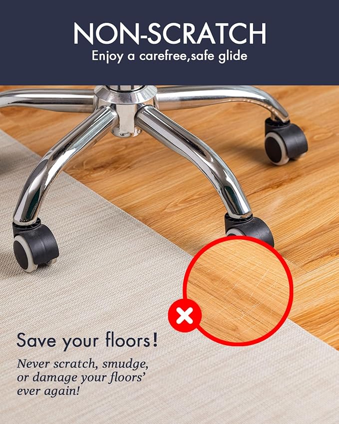 Office Chair Mat for Hardwood Floor Under Desk Computer Rolling Chair Mat for Wood/Tile Floor Non-Slip Heavy Duty Desk Rug PVC Plastic Hard Floor Protector 36" x 48" (Parchment)