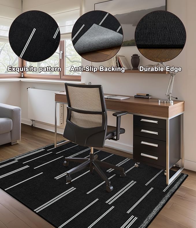 chakme Office Chair Mat for Hardwood Floor, 72"x48" Easy Glide Computer Desk Mat Protector for Rolling Chair Under Desk Rug Nonslip Backing, Machine Wash, (Stripes)