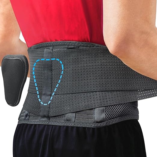 Sparthos Back Brace for Lower Back Pain - SIZE X-LARGE: Fits 52"-59" Waist (Measure at Navel - See Sizing Chart) – Relief from Sciatica, Herniated Disc - Support Belt with Lumbar Pad - Men & Women