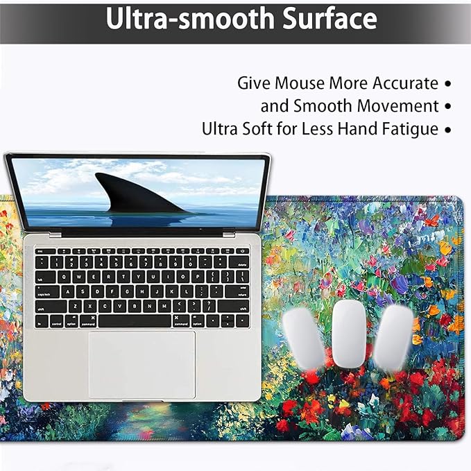 Large Mouse pad and Keyboard Support Set, Ergonomic Memory Foam Keyboard Wrist Rest, Extended Gaming Mouse Pad with Stitched Edges, Black Cat in The Garden XXL Desk Mat (31.5 X 11.8 in)
