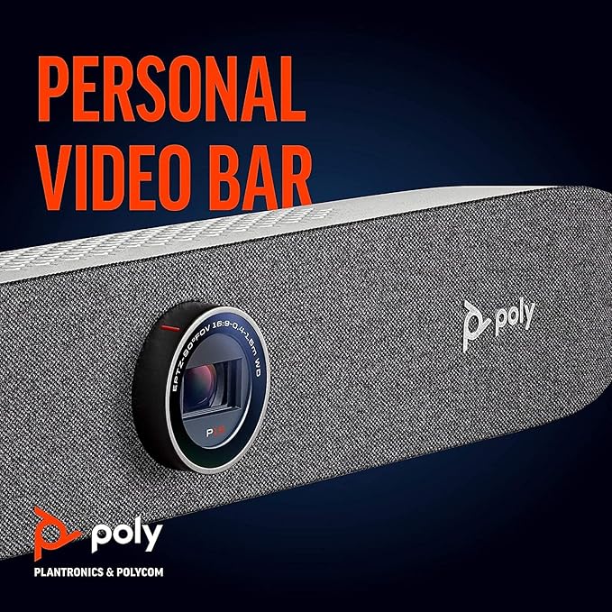 Poly Studio P15 Personal Video Bar (Plantronics + Polycom) - 4K Video Quality - Camera, Microphones & Speaker Solution with Premium Audio & Video - Certified for Zoom and Teams