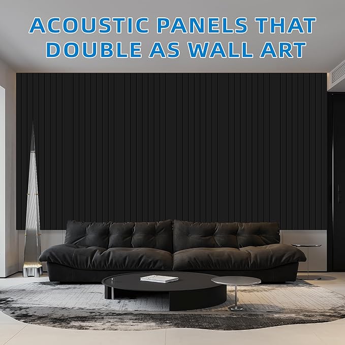 10 Pack Self-Adhesive Sound Proof Foam Panels for Walls – 48" x 12" XLarge Acoustic Panels, Decorative Sound Absorbing Wall Panels for Home, Office, Studio, Easy Peel and Stick Installation