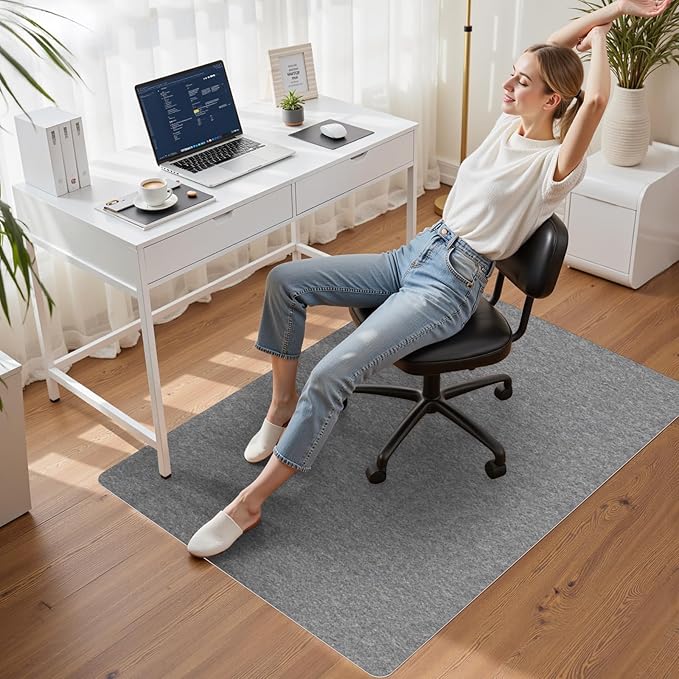 Sycoodeal Office Chair Mat for Hardwood Floor,Slip Resistant Floor Mat for Office Computer Gaming Chair,Heavy Duty Floor Protector for Rolling Chairs,Easy to Clean,Grey(36"x48")