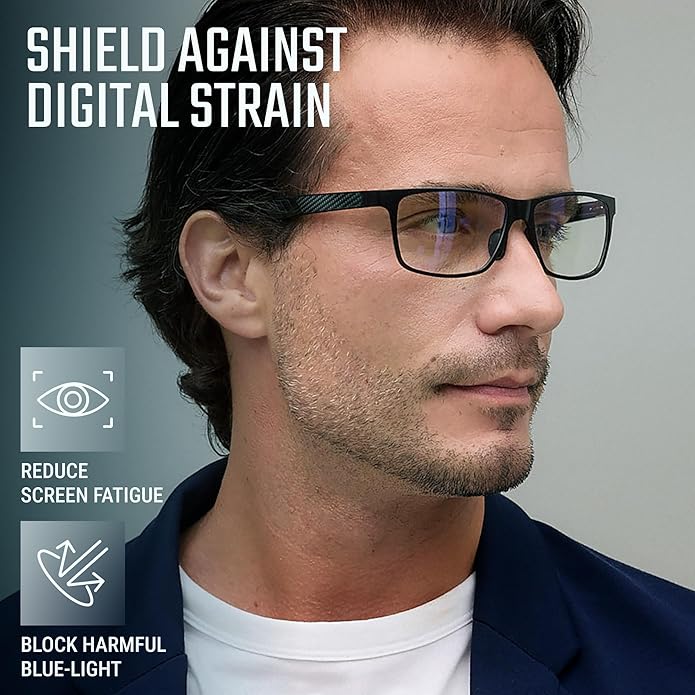 IBOANN Blue Light Glasses for Men - Lightweight Al-Mg Metal, Gaming Computer Blocking Glasses, Eye Protection Anti Eyestrain