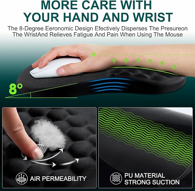 3 in 1 Ergonomic Set Mouse Pad with Wrist Rest, Keyboard Wrist Rest, and Desk Pad,Memory Foam Soft Breathable Pain Relief for Wrist Fatigue, Prolonged Typing and Mouse Use Jamboa