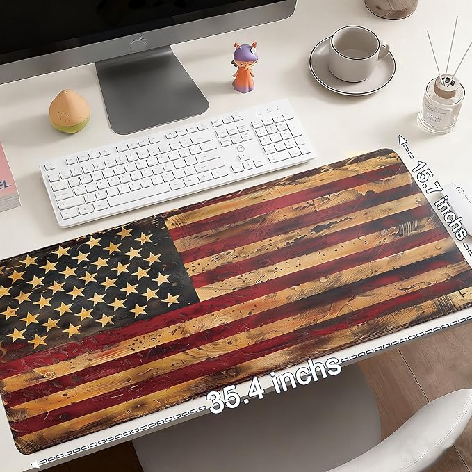 Mouse Pad Gaming - Desk Mat for Keyboard and Mouse - American Antique Flag Large Mouse Pads for Desk, Desks Pad Mat(35.4" X 15.7") with Non-Slip Base, Gaming Mousepad for Game, Office and Home