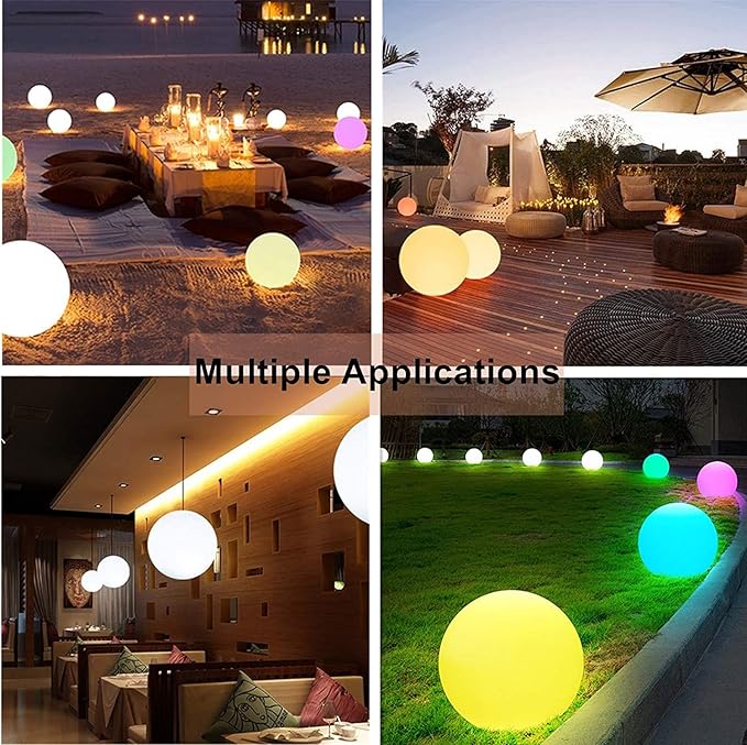 Borelor LED Ball Light, 10-Inch Rechargeable & Remote Control Globe Lights 16 RGB Colors Changing Indoor/Outdoor Night Light for Home/Party/Lawn/Desk Decoration