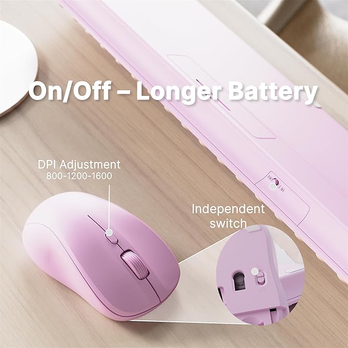 x UBOTIE Wireless Keyboard and Mouse Combo with 110 Round Keycaps, Power Switch, and Scissor-Switch Typing Feel – Ideal for Office Use(Purple Gradient)