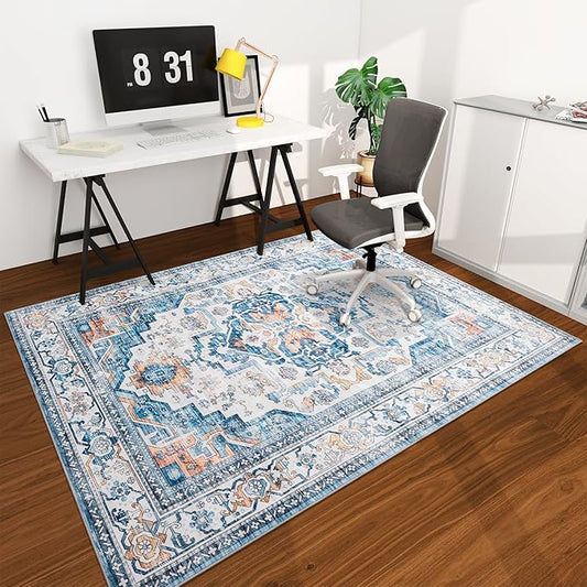chakme Office Chair Mat for Hardwood Floor, 72"x48" Easy Glide Computer Desk Mat Protector for Rolling Chair Under Desk Rug Nonslip Backing, Machine Wash, (Boho)