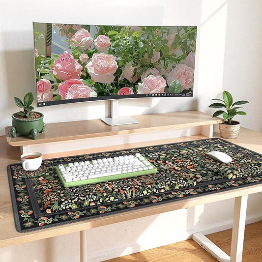 iLeadon Mouse Pad Set, Non Slip Office Desk Mat, Soft Keyboard Wrist Rest and Mouse Pad Set, Non Slip Gaming Desk Mat and Wrist Pad for Keyboard with Coaster for Women Home (Black)