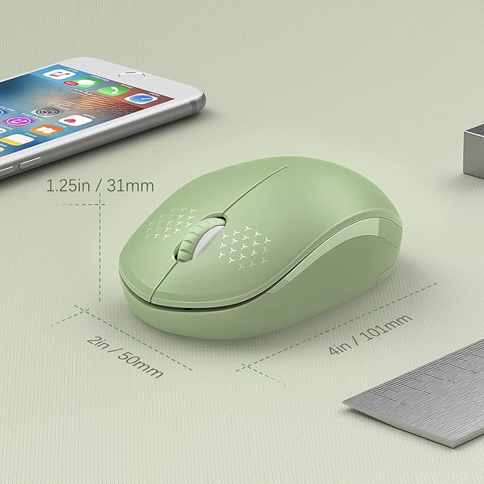 seenda Wireless Mouse, 2.4G Noiseless Mouse with USB Receiver Portable Computer Mice for PC, Tablet, Laptop with Windows System (Olive Green)