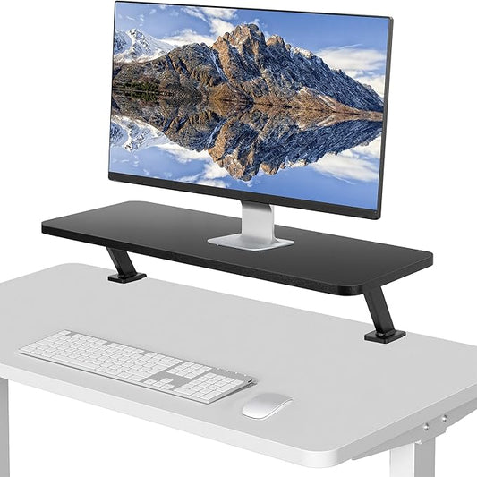 VIVO Black Clamp-on Small 26 inch Ergonomic Desk Shelf, Single Computer Monitor Stand Riser - Desk Organizer Holds 1 Screen or Laptop STAND-SHELF24B
