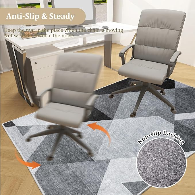 Office Chair Mat for Hardwood Floor, 72"x48" Easy Glide Computer Desk Mat Protector for Rolling Chair Under Desk Rug Nonslip Backing, Machine Wash, (Modern)