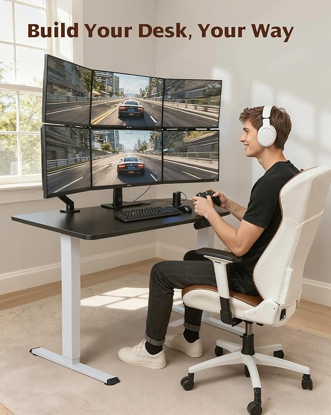 TOPSKY Dual Motor Electric Standing Desk Frame, Height Adjustable Sit Stand Base for Home Office, Fits Table Tops up to 70.8 x 31.5 Inch, 225 lb Capacity (White, Without Stand)