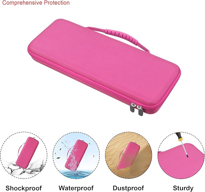 Elonbo Hard Carrying Case for Logitech POP Keys Mechanical Wireless Keyboard, Portable Bluetooth Wireless External Keyboard Travel Case Bag, Extra Mesh Pocket Fits Mouse, Included USB, Dongle, Red