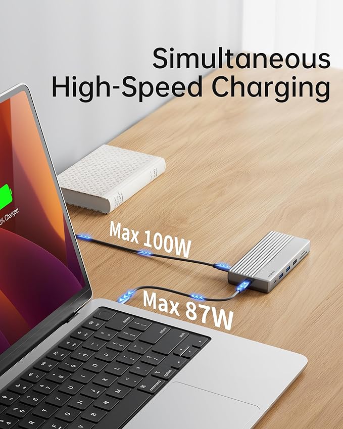 USB C Docking Station 3 Monitors,11 in 1 Laptop Docking Station Dual Monitor with Dual HDMI 4K@60hz+DP 4k@60Hz+Ethernet+3USB+1USB C+PD+SD/TF,USB C Hub Multiport Adapter for Dell/HP/Surface/Lenovo
