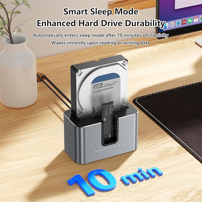 MiliPow Dual Bay Hard Drive Docking Station with Offline Cloning, SATA to NVMe Cloner for 2.5"/3.5" SATA HDD/SSD and M.2 NVMe SSD, UASP Supported, Up to 28TB
