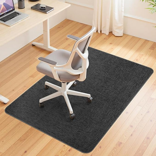 Wansimoo Office Chair Mat for Hardwood and Tile Floor, 36"x55" Floor Mat, Heavy Duty Computer Gaming Chair Mat, Anti-Slip, Non- Curve, Desk Chair Mat,Floor Protector for Home Office(Black)