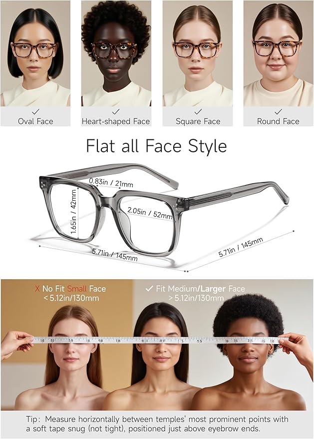 Oversized Square Blue Light Glasses for Woman Men fashion Reduce Eyestrain Protection for TV/Computer/Gaming