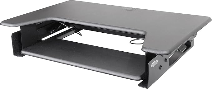 Kantek Standing Desk Converter, Adjustable Upto 20", Extra Wide Platform, Fits Dual Monitors, Sit to Stand Home Office Workstation, Grommet Hole, EZ Lift, Black
